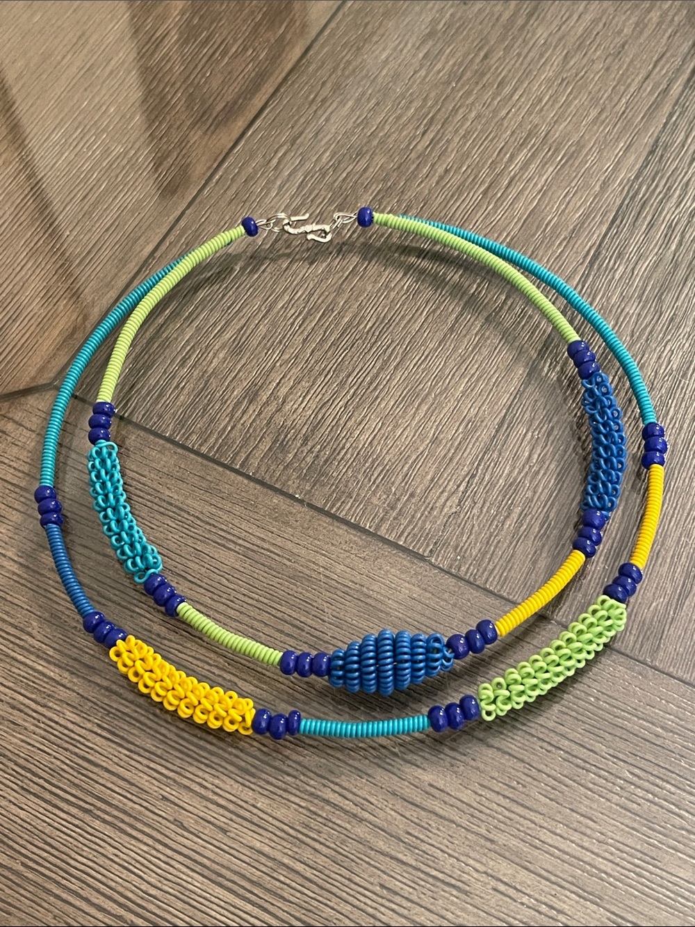Zulu Style Color-Blocked Tribal Wire Collar Necklace